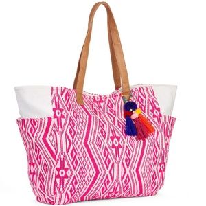 No Boundaries Caroline Woven Tote Handle Strap Bag